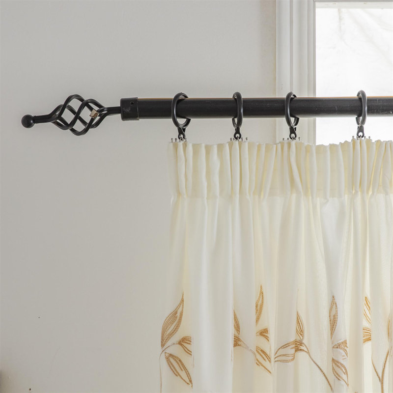 Zapata Leaf Embroidered Voile Curtains Pencil Pleat Pair, 147cm Width x 137cm Drop, Gold