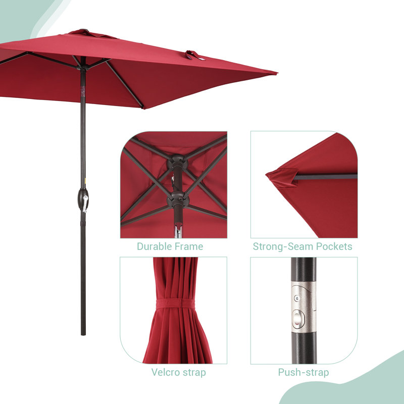 Parasol de marché Sabeel 6,5 x 6,5 pi, Polyester rouge vin