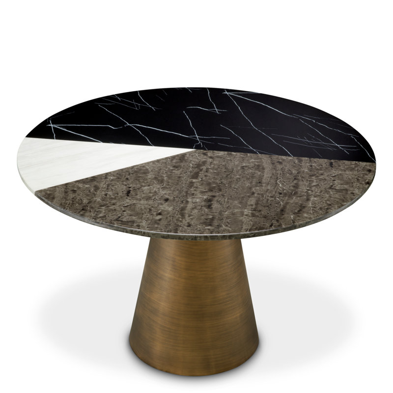 Tricolori Round Marble Pedestal Dining Table