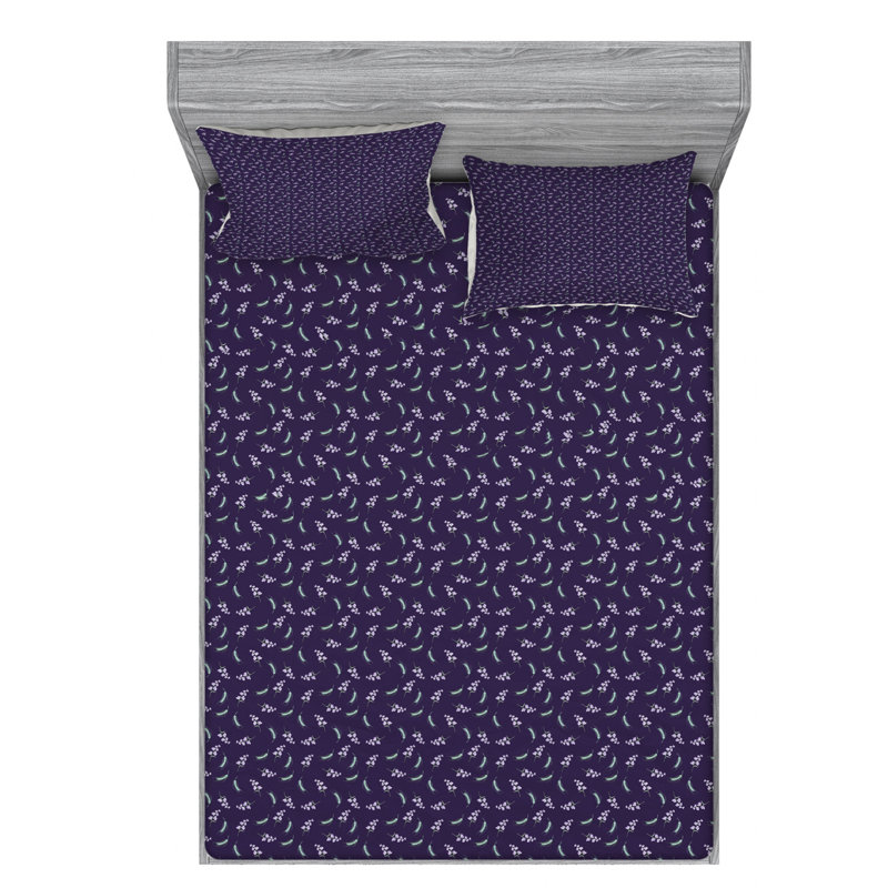 Microfiber Floral Sheet Set, Queen Sheet Set with Fitted Sheet