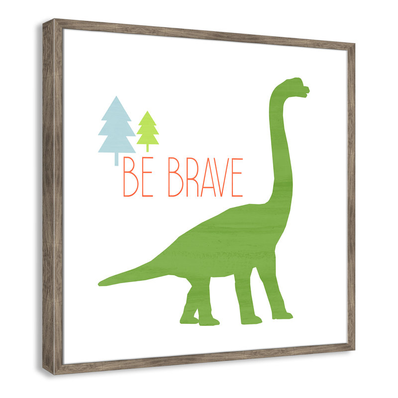 Dino Brave 1 ', art encadré, 26.5" H x 26.5" W x 1.18" D, Encadré de boîte de grange gris
