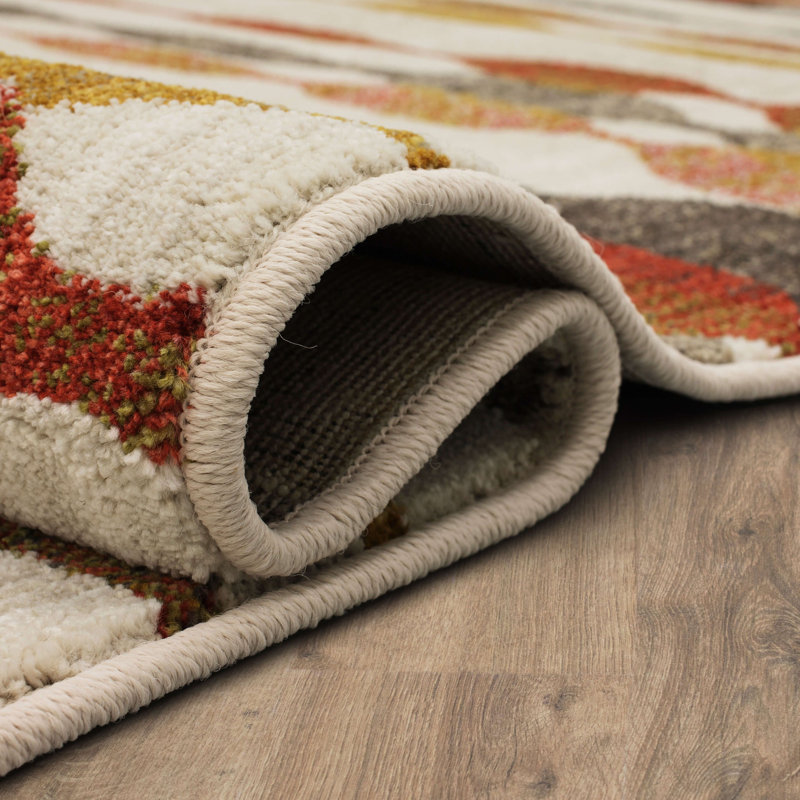Acoustic Ginger Modern Abstract Area Rug, Rectangle 5'3" x 7'10"