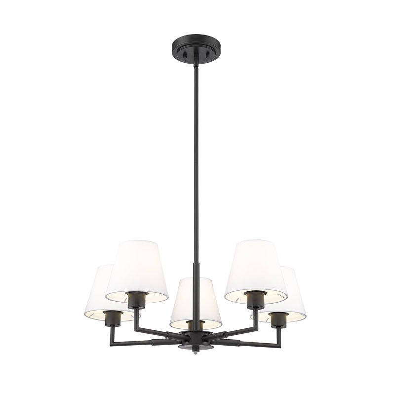 Lustre 5 lumières Ryckman en nickel brossé, Noir mat