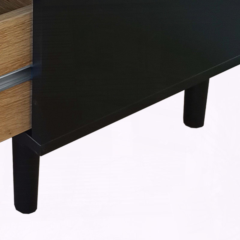 Commode 6 tiroirs en rotin noir avec tiroirs coulissants et plateau spacieux