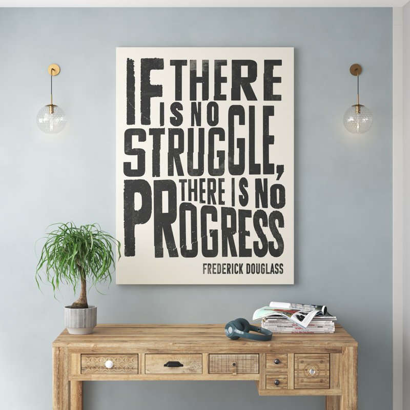 Citation de Frederick Douglass I, H 48 po x l 32 po x P 1,25 po, Impression avec cadre érable, Blanc