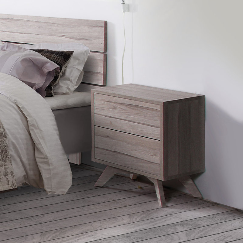 48cm W Manufactured Wood Bedside Table, Oak
