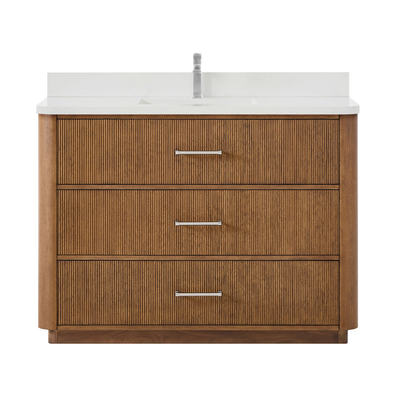 Ensemble de meuble-lavabo simple 48 po Francesca, Brun, Nickel brossé