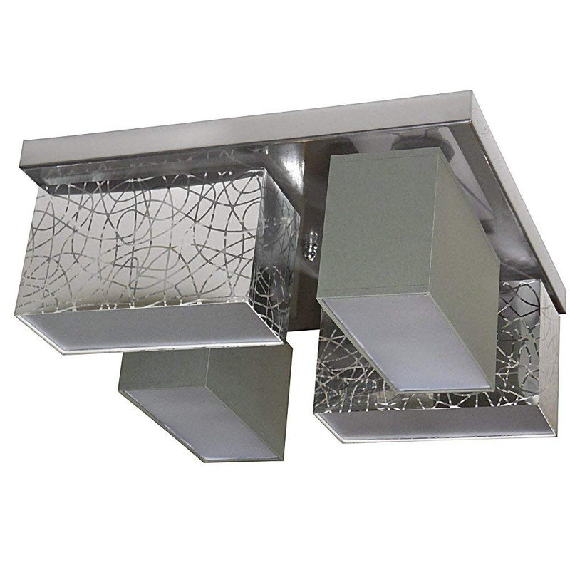 Pascoe Fabric Semi Flush Mount, Silver/Dark grey