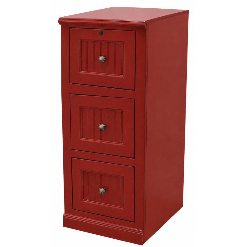18.25'' Wide 3 -Drawer Solid Wood File Cabinet, Burnt Red