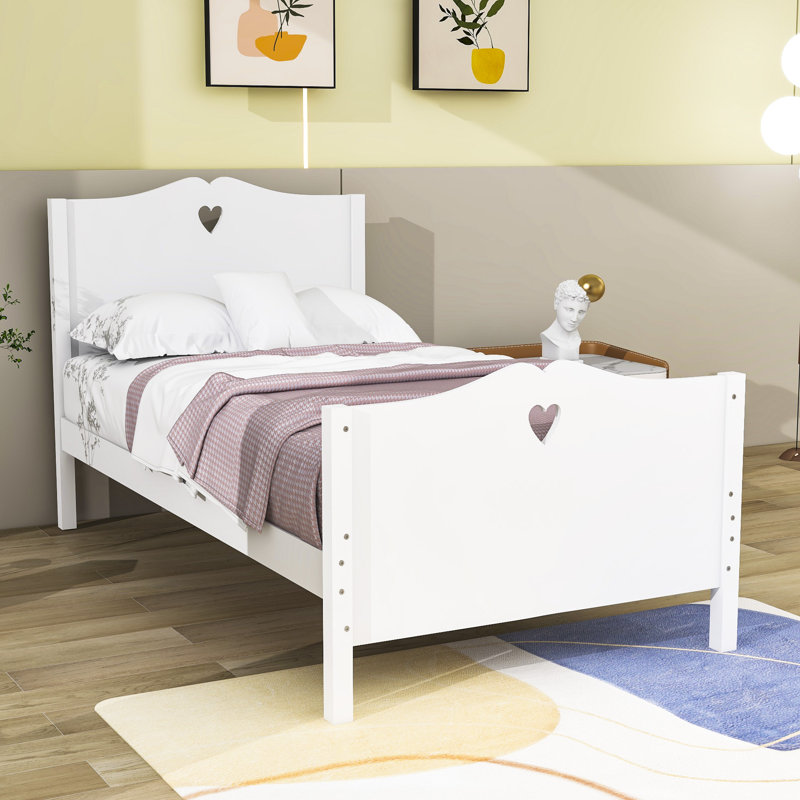 Gralyn Twin Size Platform Bed with Headboard and Footboard, White