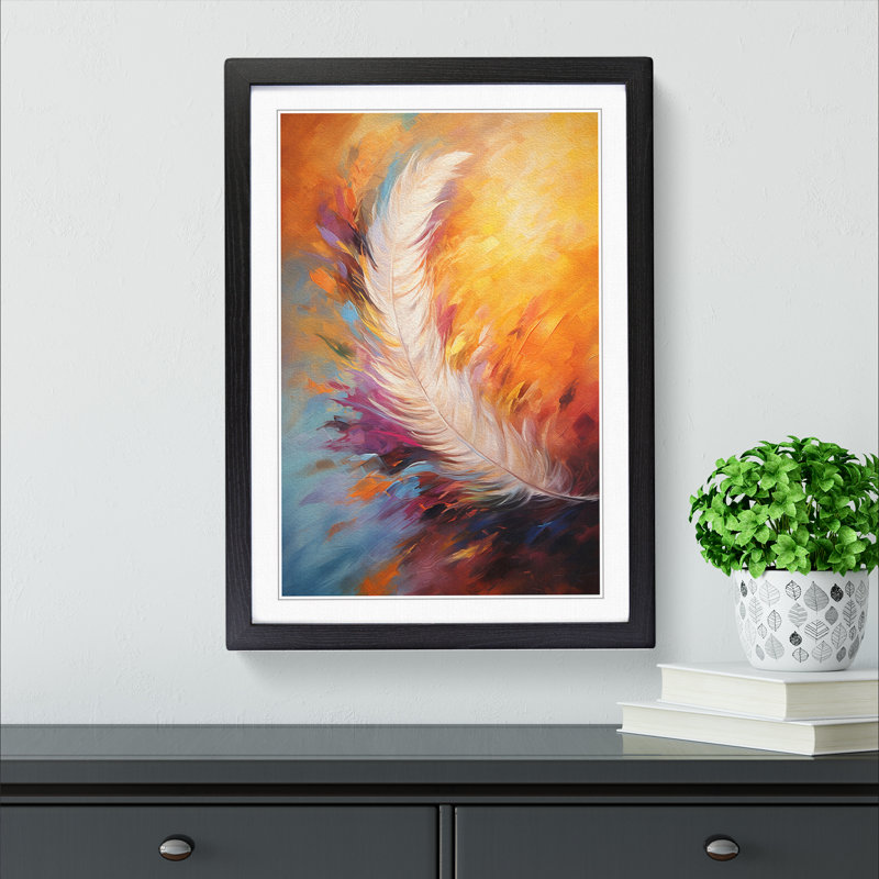 Feather Action No.2 1 Piece Single Picture Frame Wall Art, 34cm H x 25cm W x 2cm D, Black
