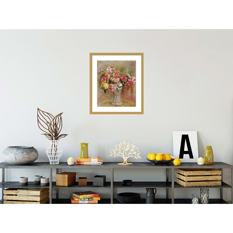 «Roses in a Sevres vase» par Pierre-Auguste Renoir, impression giclée encadrée, H 26,79 po x l 23,5 po
