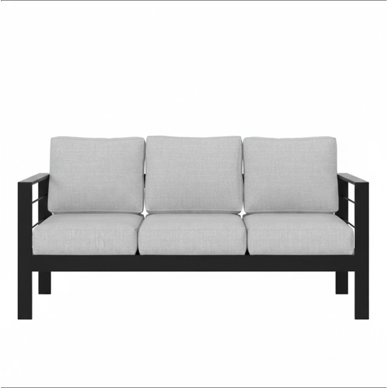 73" All-Weather Aluminum Patio Sofa, 3 Seat Outdoor Couch, Black
