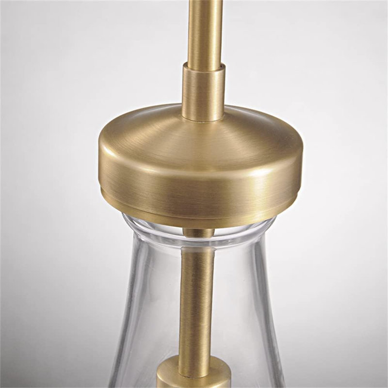 Luminaire suspendu simple en verre à 1 lumière pour îlot de cuisine, Laiton brossé