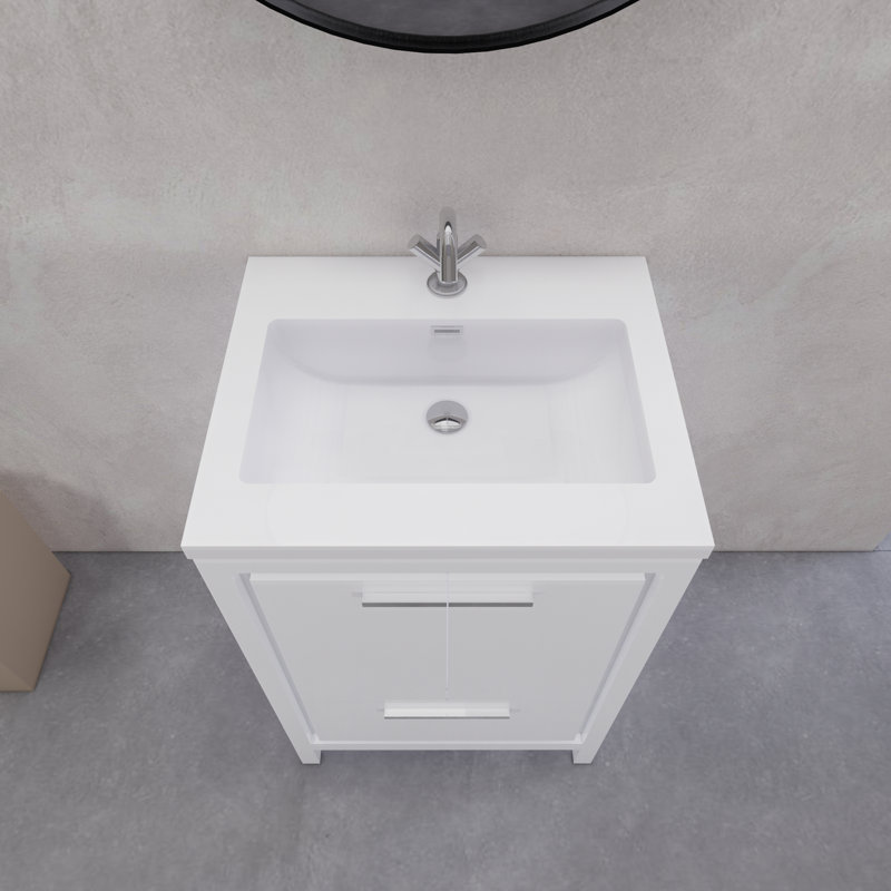 Ensemble de meuble-lavabo simple 23,6 po Eden, Blanc lustré