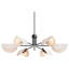 Lustre 6 lumières à abat-jour en lin blanc avec tiges en métal noir, E12, 240 W, 35 po de diamètre