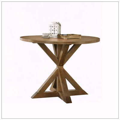 Cross-Buck Base Counter Height Dining Table – Oak Finish