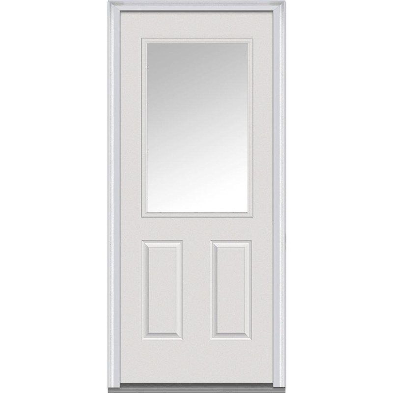 Portes d'entrée pré-montées en fibre de verre 2 panneaux Smooth 0,5 Lite, Droite / vers l'intérieur