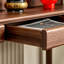 Console ronde en bois de noyer massif-1885759902