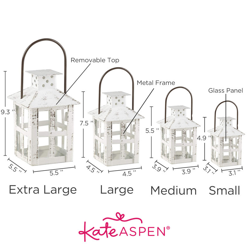 Tabletop Lantern, 2.5" W x 2.5" D x 6.7" H, White