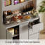 Garde-manger de 71 po de hauteur avec lumières DEL et prises de courant, huche de rangement moderne avec tiroirs et portes en verre-475899571
