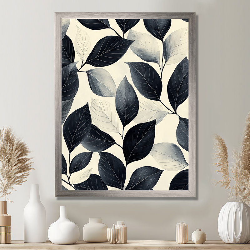 Roni - art mural floral, Argent argent, H 20 po x l 12 po, Reproduction encadrée sans passe-partout