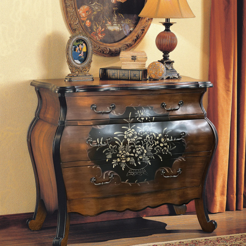 Commode 3 tiroirs en chêne et noir antique