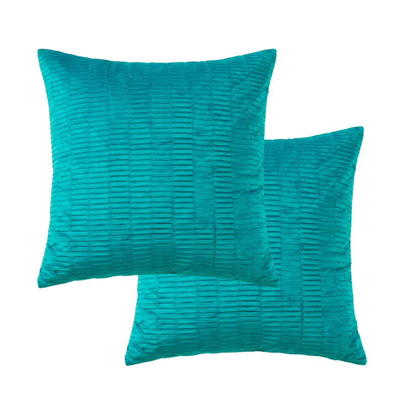 Velvet Pleated Euro Pillow Cover, Storm Blue