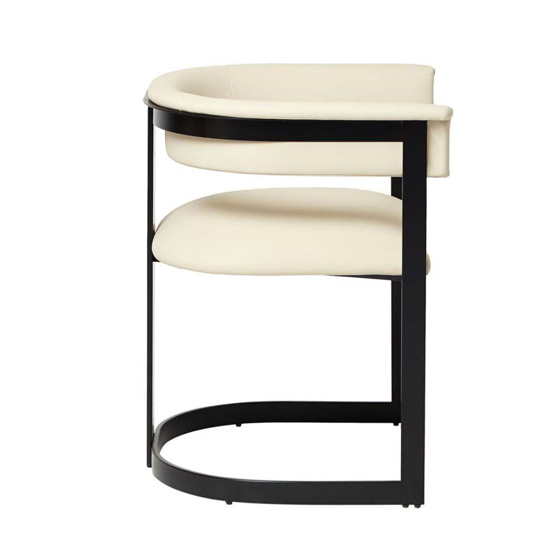 Darcy Leather Arm Chair, Matte Black, Buff Cream