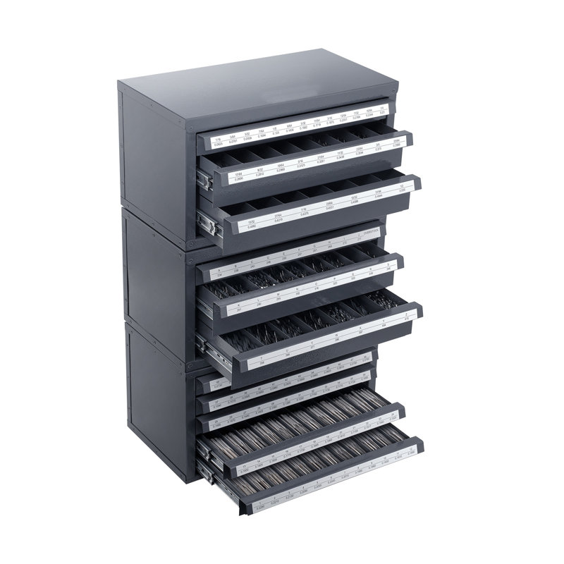 Ensemble d'armoires de rangement pour trépans industriels en acier - Organisateur de rangement pour outils empilables