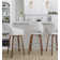 Mustang 30" Contemporary Fixed-Height Xl Barstool With Swivel In Walnut Wood And Grey Fabric With Round Chrome Metal Footrest By Lumisource - Set Of 2