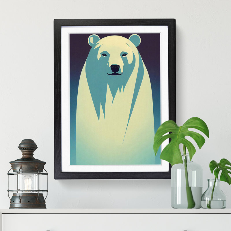 FRM-V0523-1880X Polar Bear Art Deco Vol.1 - Picture Frame Print, Walnut, 34cm H x 25cm W x 2cm D