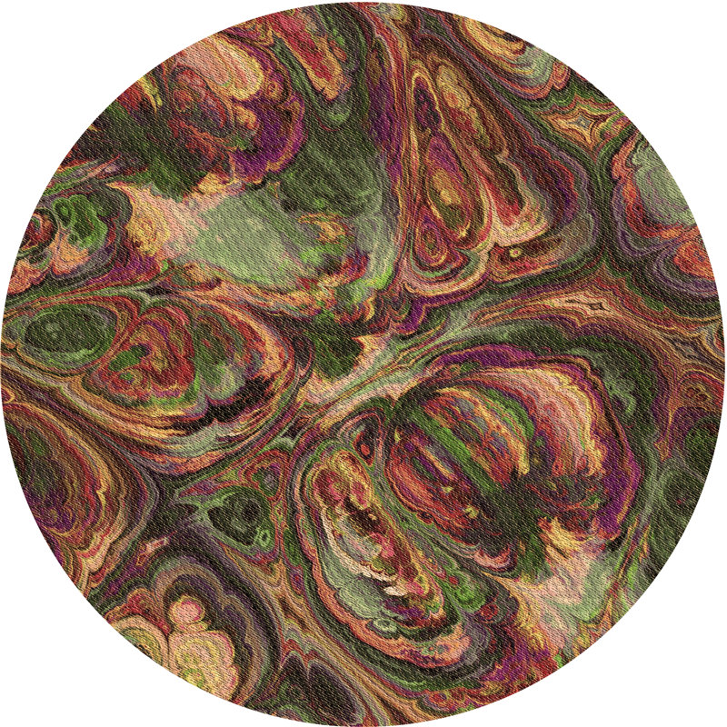 Foshee Performance Wool Abstract Indoor Rug, Round 6'
