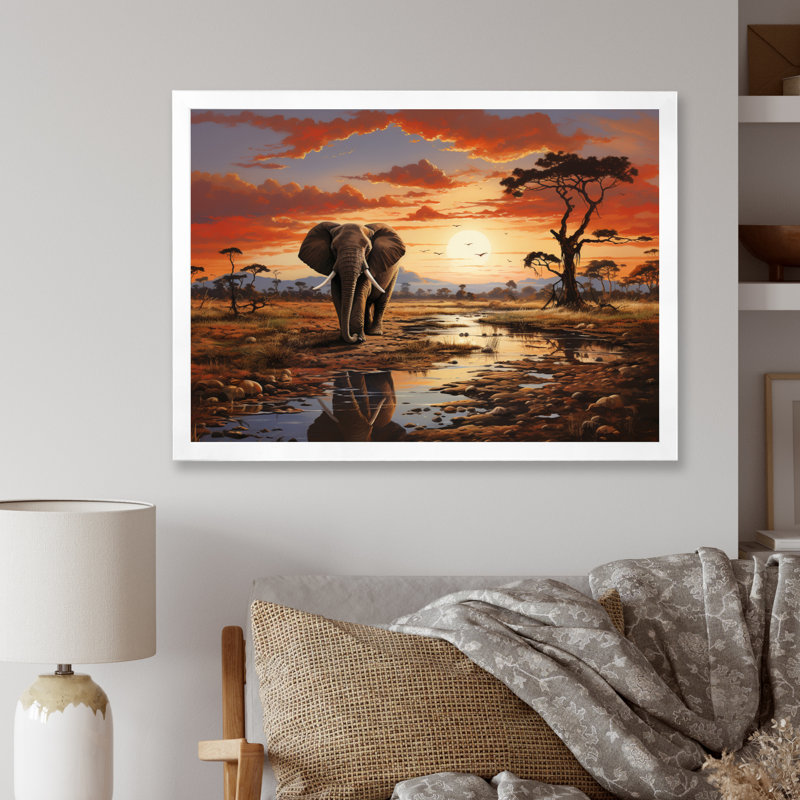 Faune d'Afrique, animaux d'Afrique sur toile, H 34 po x l 44 po x P 1,5 po, Cadre simple blanc