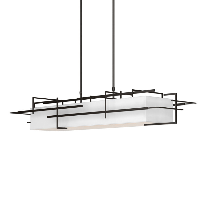 4 - Light Kitchen Island Linear Pendant, Oil Rubbed Bronze, Natural Anna