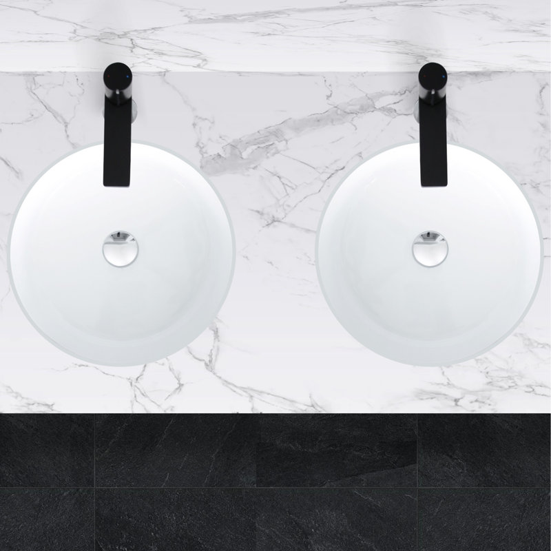Natty 16" Round White Ceramic Undermount Bathroom Sink