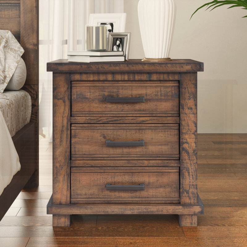 Table de chevet rustique en bois massif
