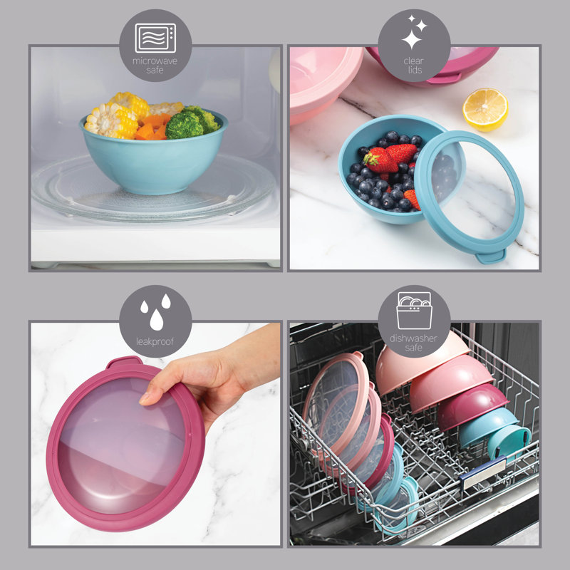 Ensemble de 12 bols gigognes 6 pièces et 6 couvercles COOK AVEC COULEUR, allant au micro-ondes, Bleu marine