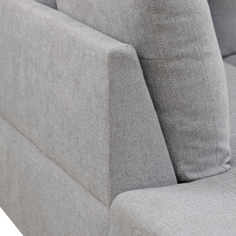 3-piece Grey Flannel Modular Sectional Sofa, Left Hand Facing