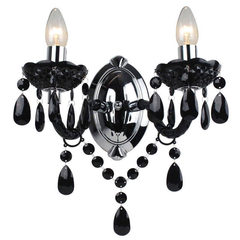 Xan Plastic Candle Wall Light, Black/Chrome