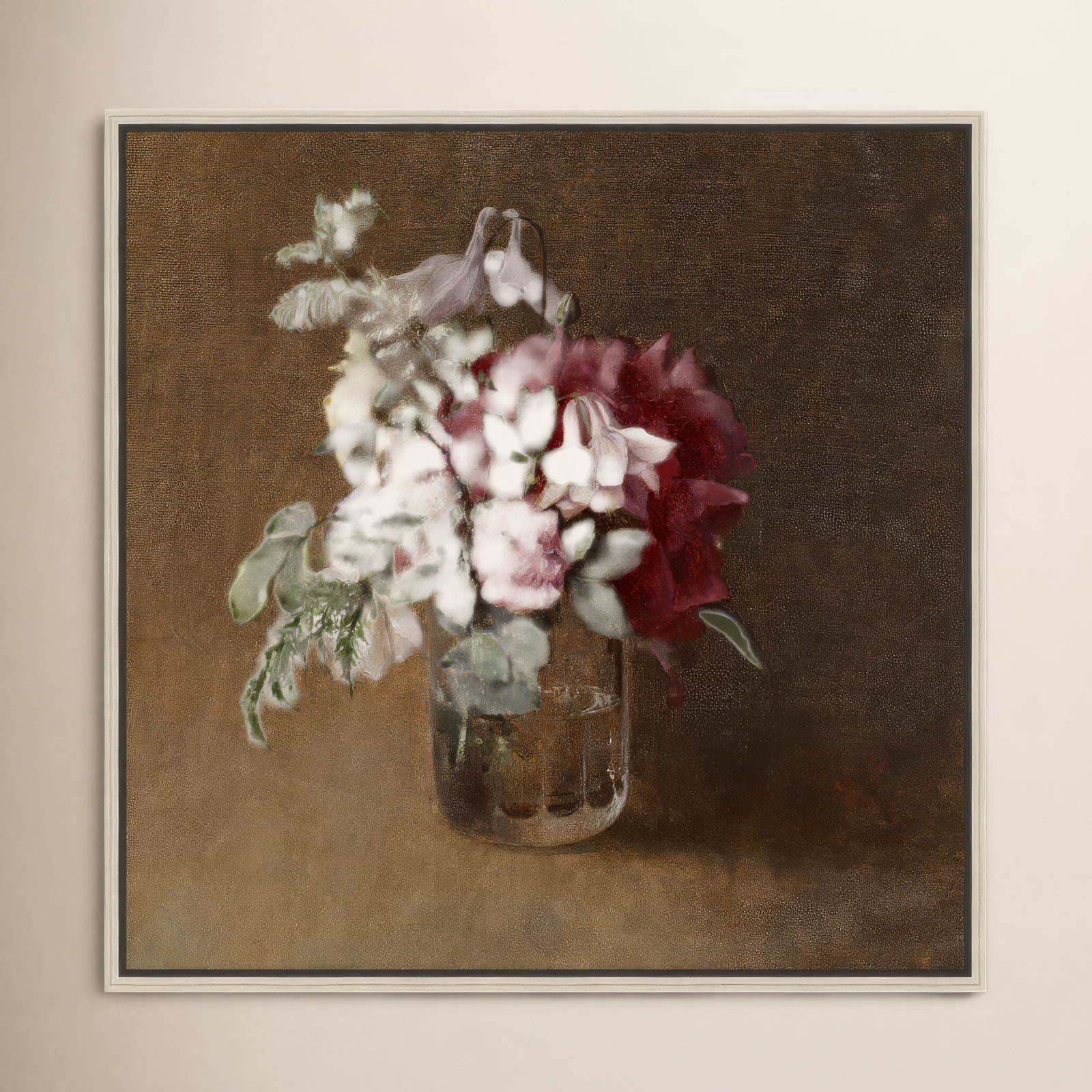 Flowers in Vases "Flowers in a Glass" Print, 13" H x 13" W, Silver Framed