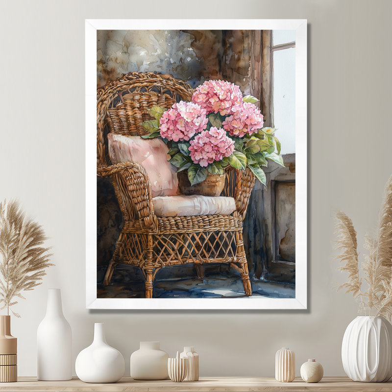 Leaston - reproduction d'art sur toile florale, H 40 po x l 30 po, Reproduction encadrée sans passe-partout, Blanc