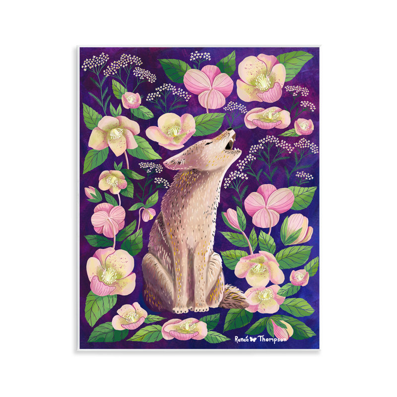«Coyote & Pink Florals» par Renee Thompson