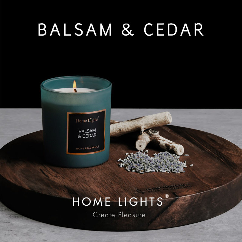 Balsam & Cedar Scented Jar Candle with Glass Holder