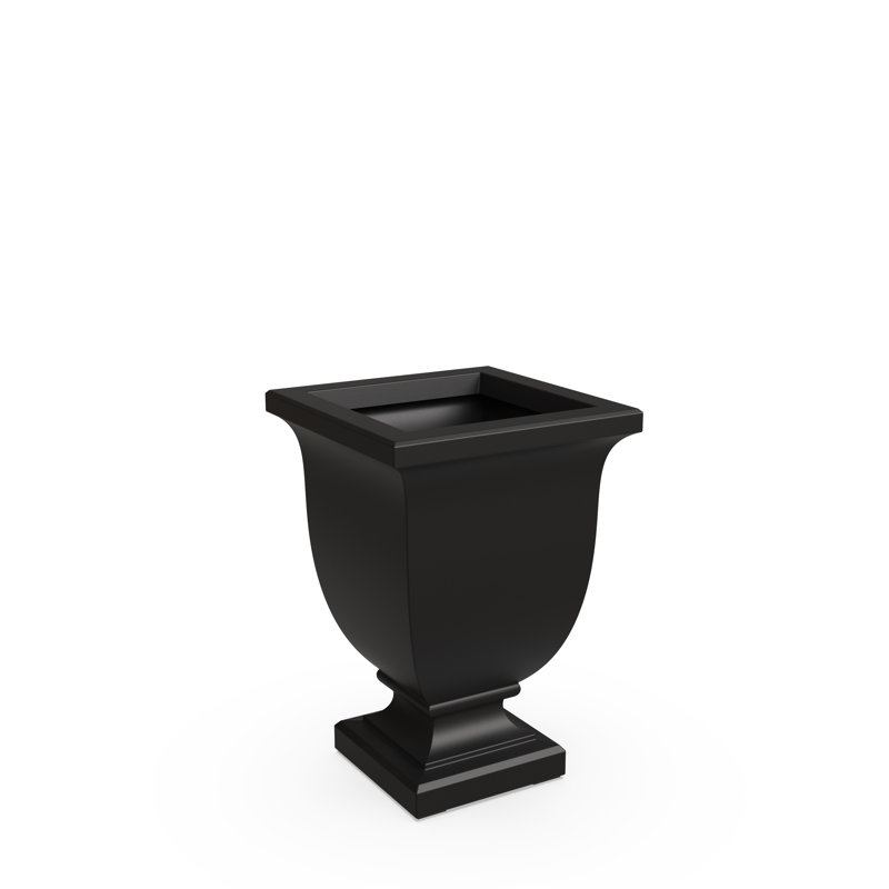 Arvia Self Water Resin Urn Planter, Black, 26" H x 18" W x 18" D
