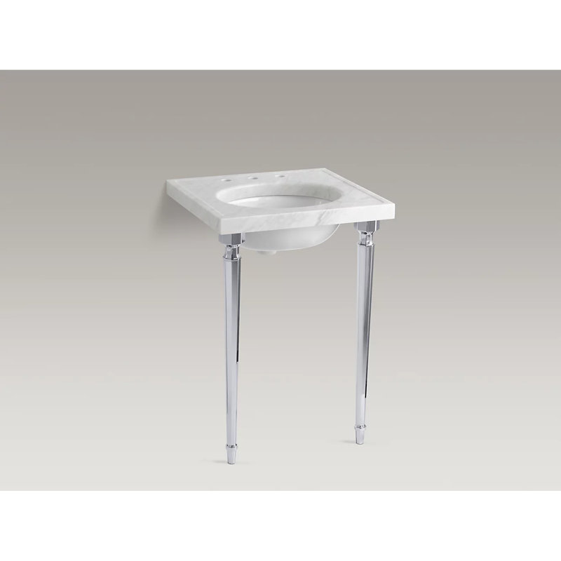 Kathryn 24" W Bathroom Vanity, White Carrara Marble, Polished Chrome
