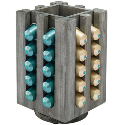 Porte-capsules de café rotatif en bois