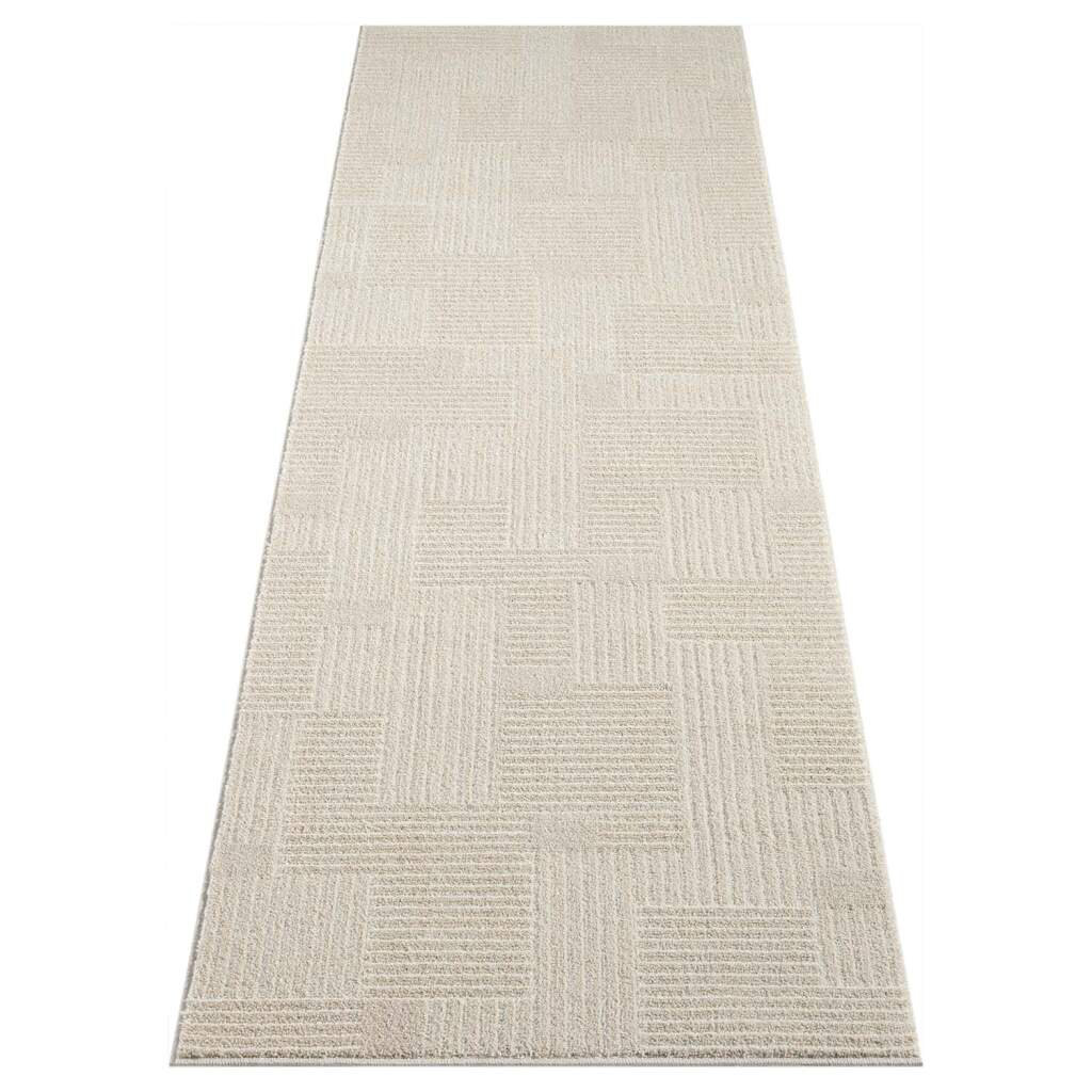 Teppich Kurzflor Wohnzimmer - Beige - Gestreift, Modern - 3D-Effektt