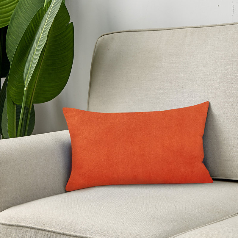 Set of 2 Rectangular Solid Colors Throw Pillow  12"x20" Lumbar Support Pillow With Matching Inserts, Orange