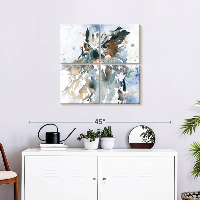 Brampt Owl On Blue, 26" H x 26" W